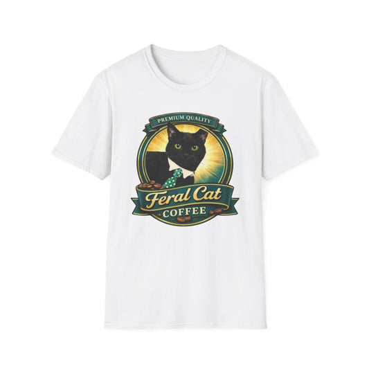Feral Cat Coffee T-Shirt – Vintage Black Cat Coffee Logo Tee