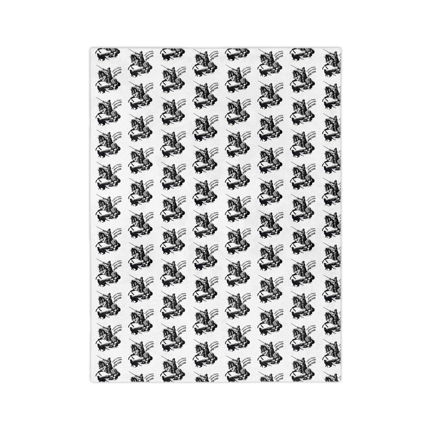 Velveteen Microfiber Blanket – Black & White "I can't, I have plans with my cat!" Throw