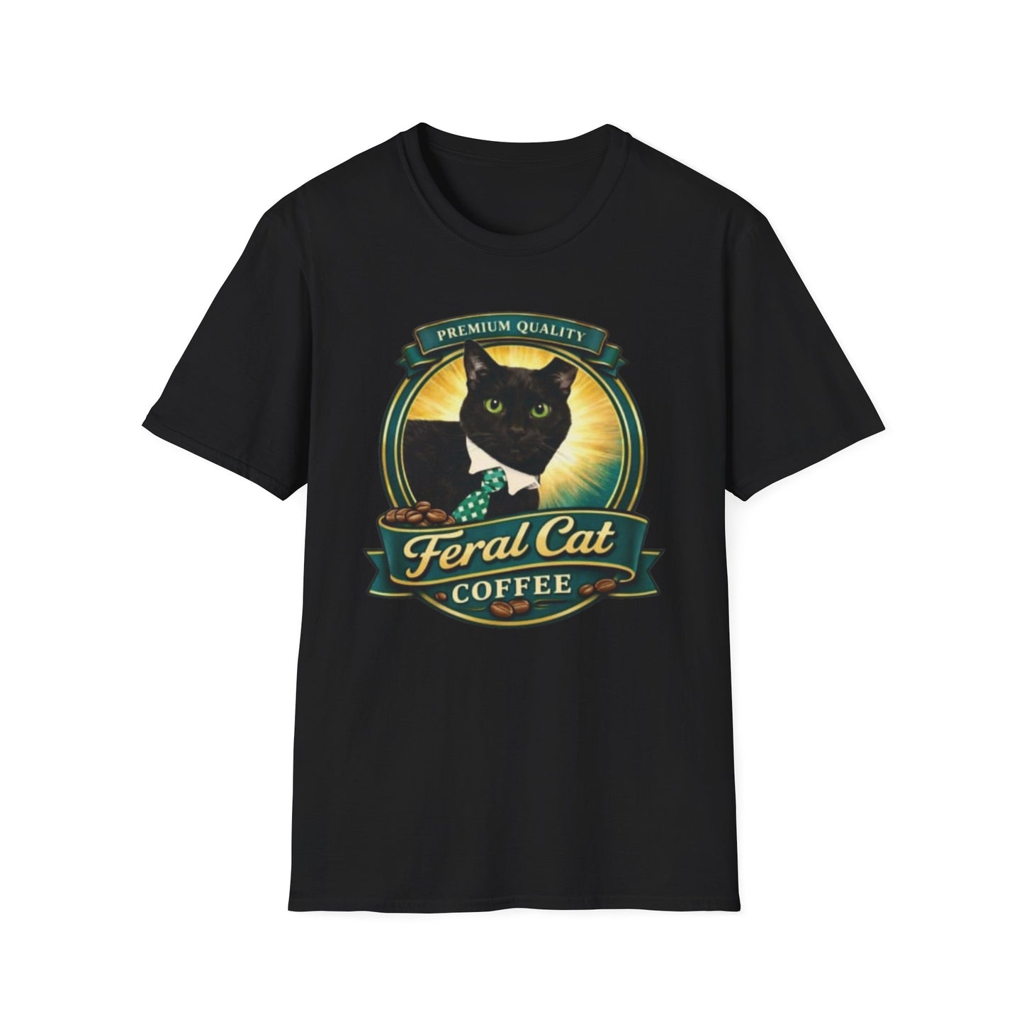 Feral Cat Coffee T-Shirt – Vintage Black Cat Coffee Logo Tee