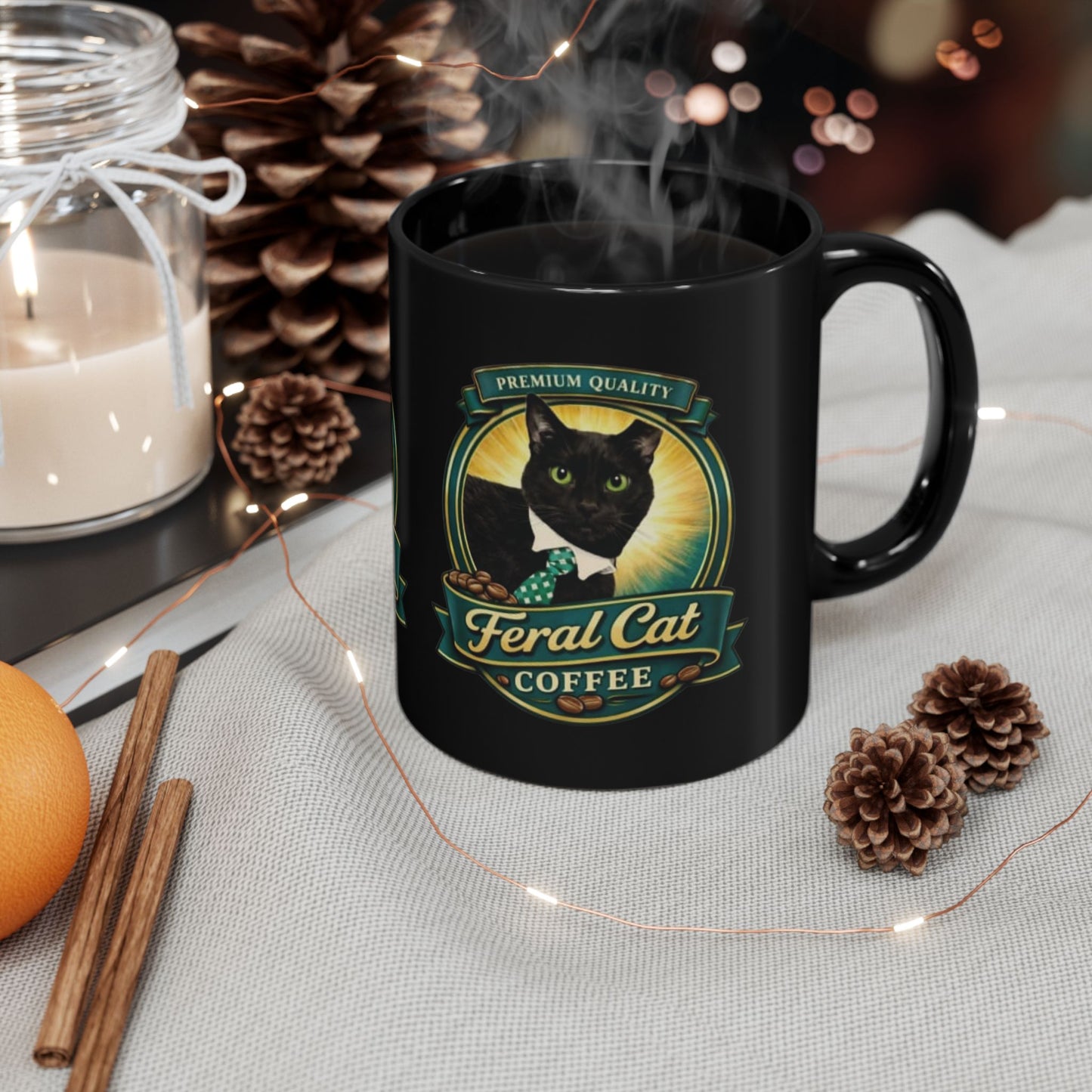 Feral Cat Coffee Black Mug (11oz/15oz)