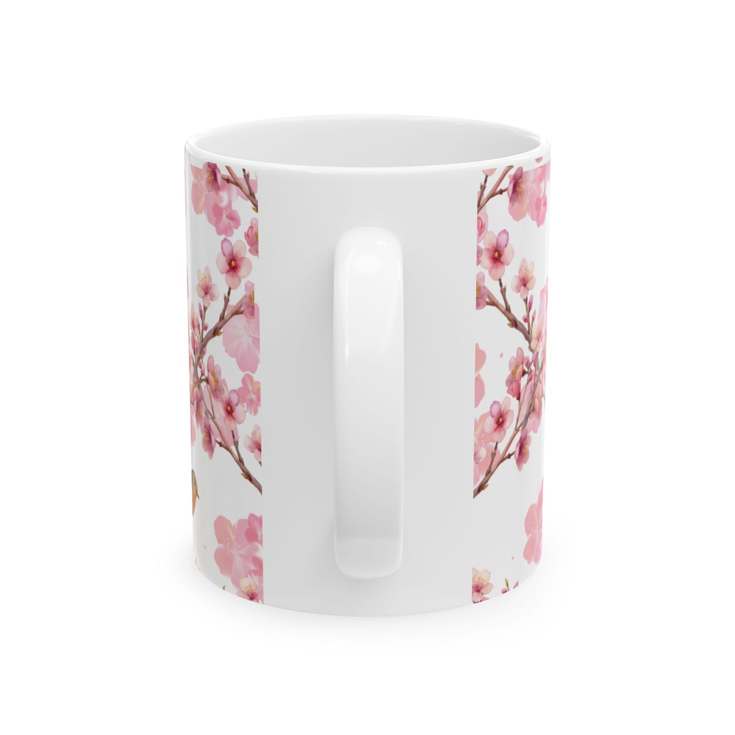 Cherry Blossom Cat Ceramic Mug — Floral Pink Sakura Coffee Cup (11oz & 15oz)