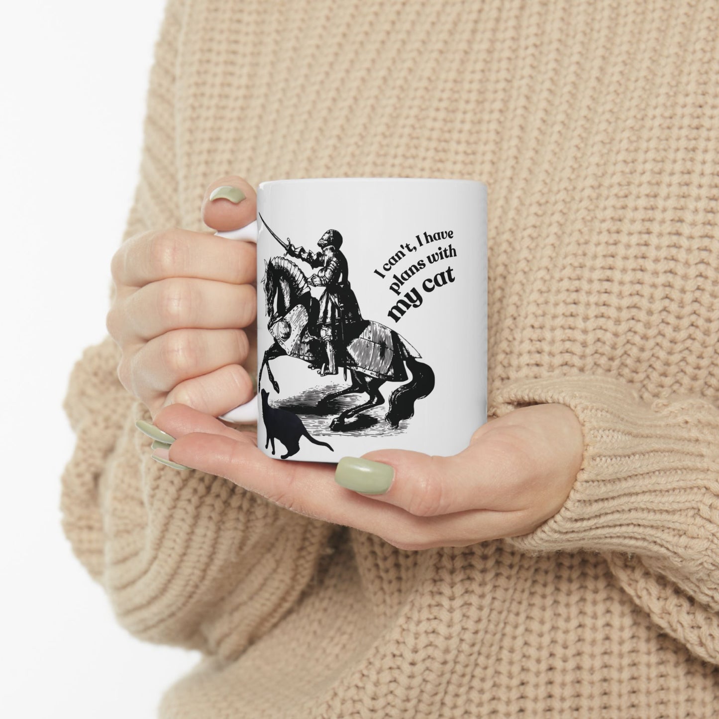 Cat Lover Mug — "I Can't, I Have Plans With My Cat" Ceramic Coffee Cup (11oz/15oz)