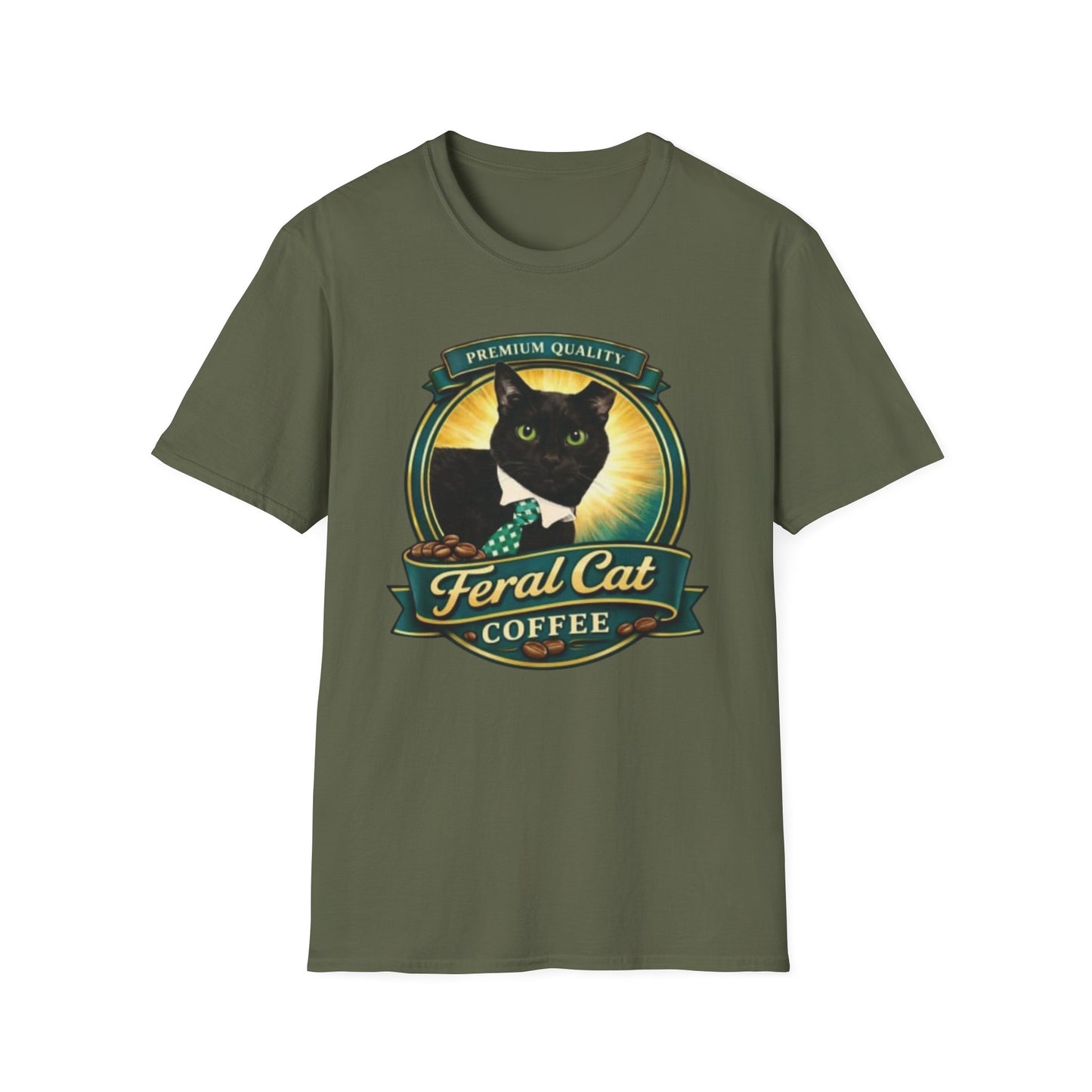 Feral Cat Coffee T-Shirt – Vintage Black Cat Coffee Logo Tee