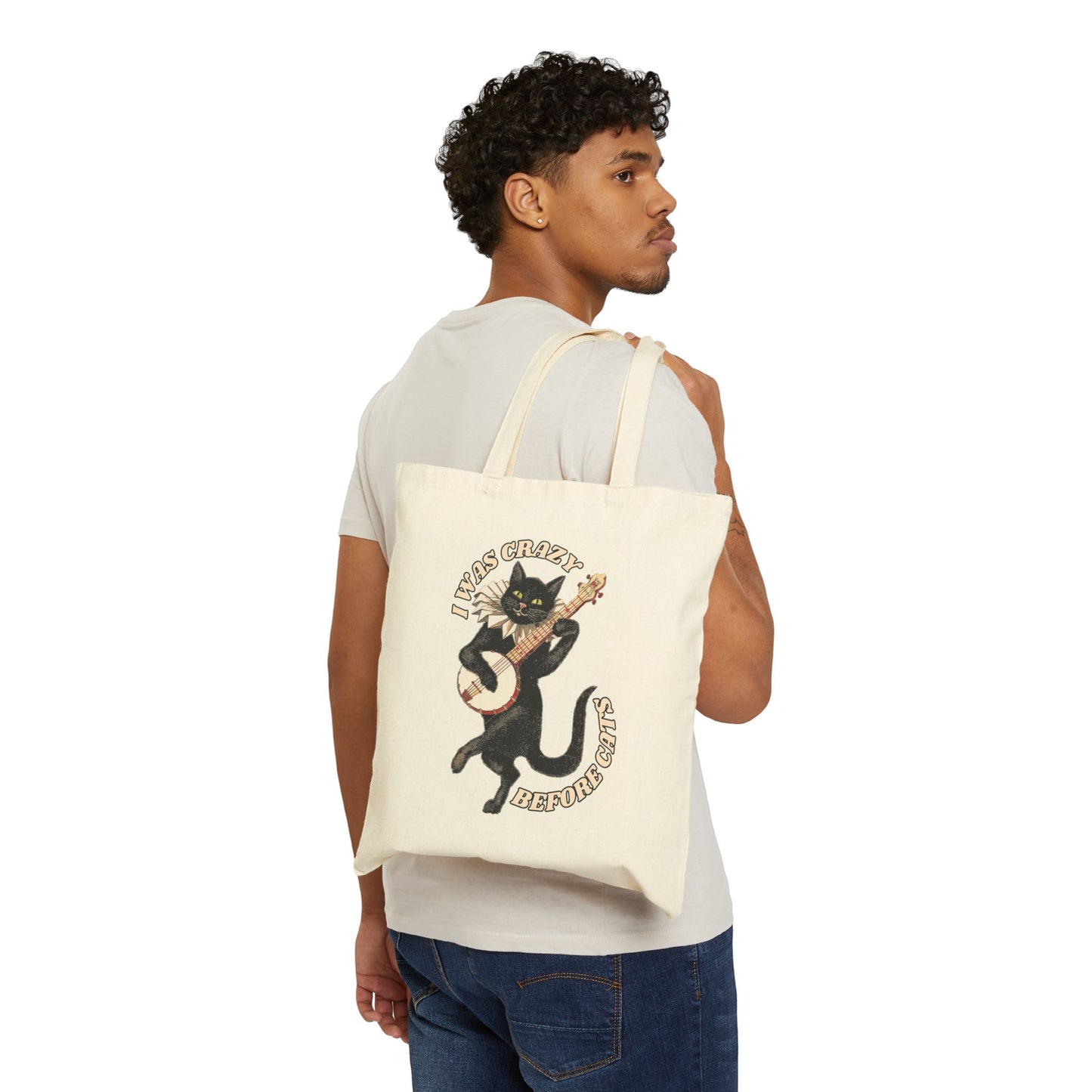 Tote Bag — 'I was crazy before cats' Cotton Canvas Tote