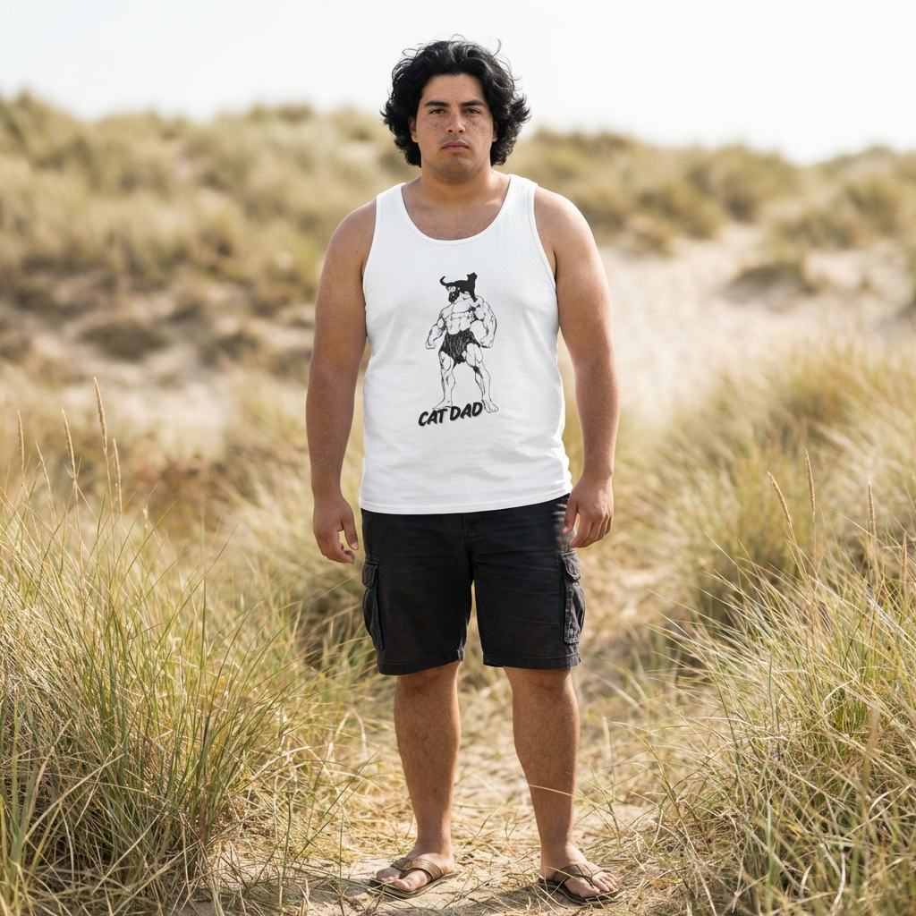 Cat Dad Tank Top — Funny Muscular Cat Graphic Tank for Pet Lovers