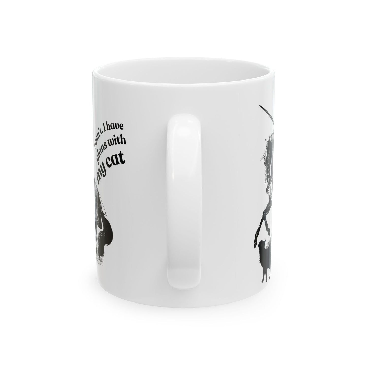 Cat Lover Mug — "I Can't, I Have Plans With My Cat" Ceramic Coffee Cup (11oz/15oz)