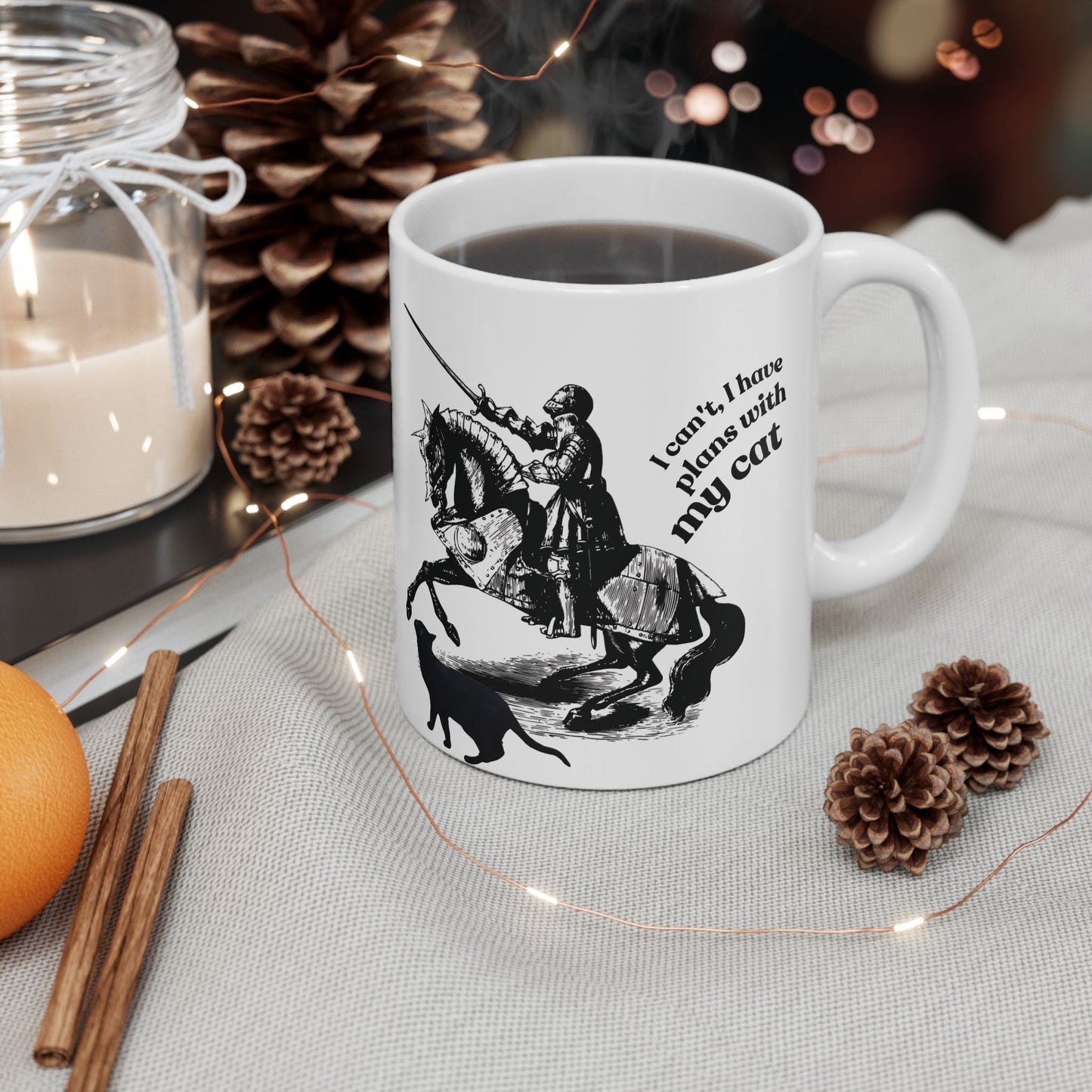 Cat Lover Mug — "I Can't, I Have Plans With My Cat" Ceramic Coffee Cup (11oz/15oz)
