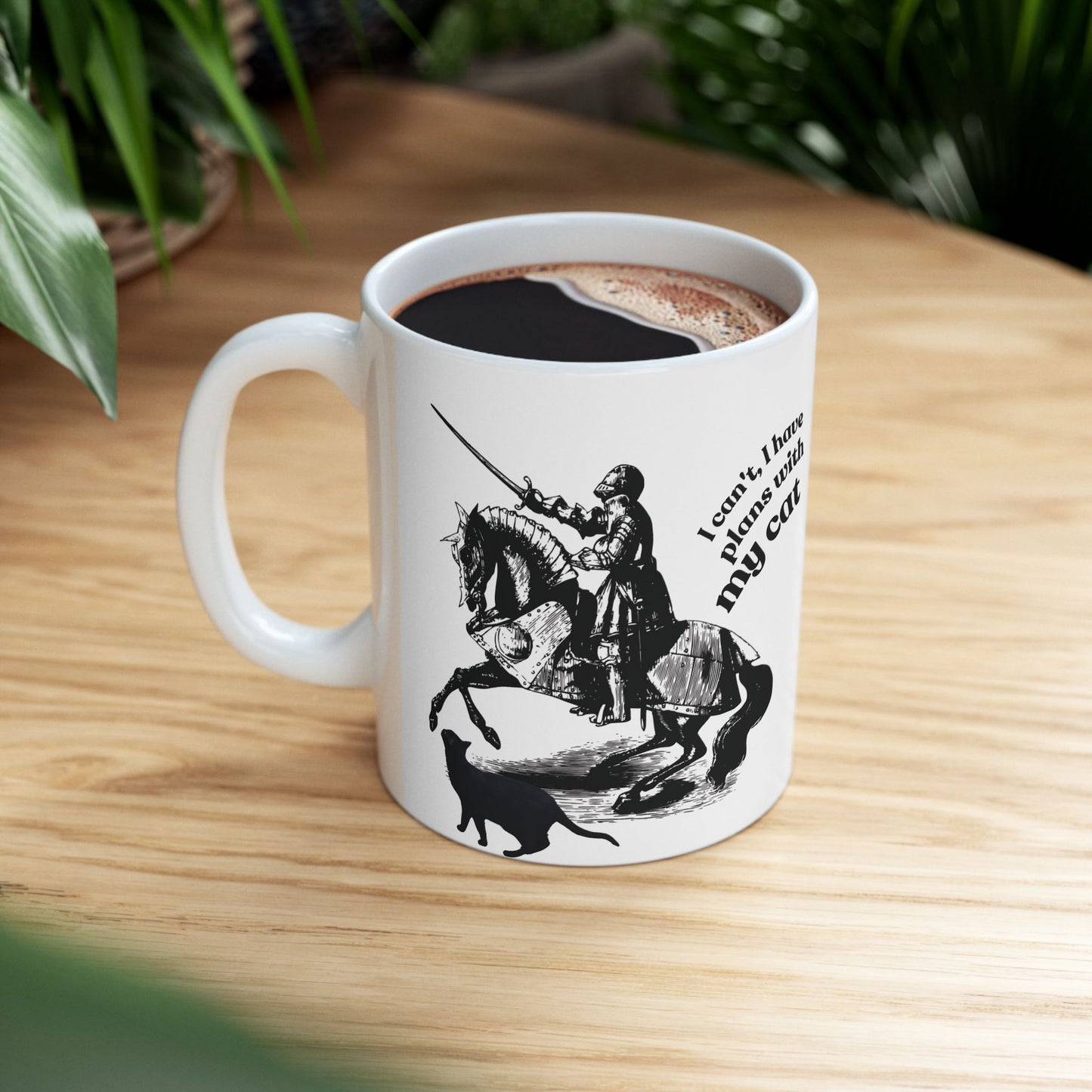 Cat Lover Mug — "I Can't, I Have Plans With My Cat" Ceramic Coffee Cup (11oz/15oz)