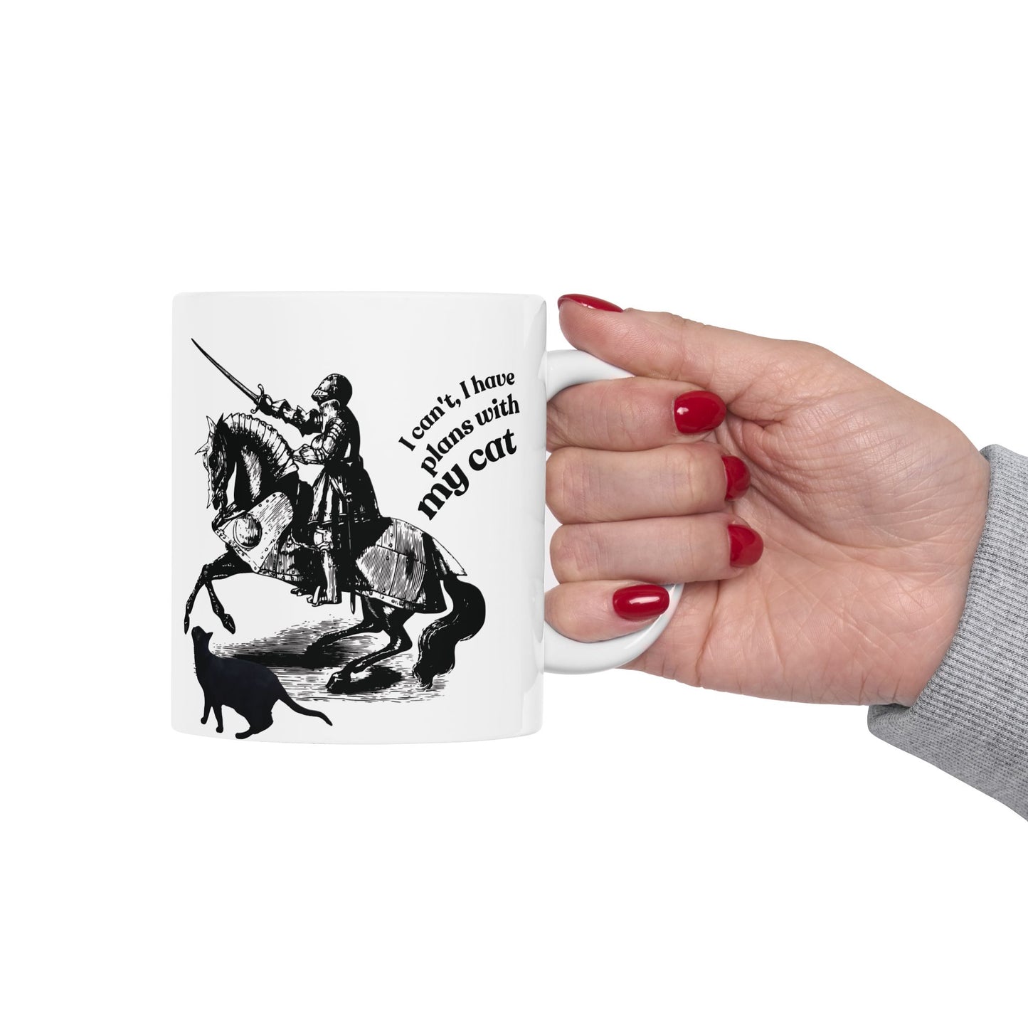 Cat Lover Mug — "I Can't, I Have Plans With My Cat" Ceramic Coffee Cup (11oz/15oz)