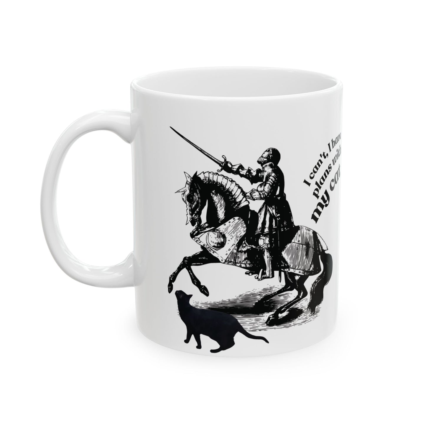 Cat Lover Mug — "I Can't, I Have Plans With My Cat" Ceramic Coffee Cup (11oz/15oz)