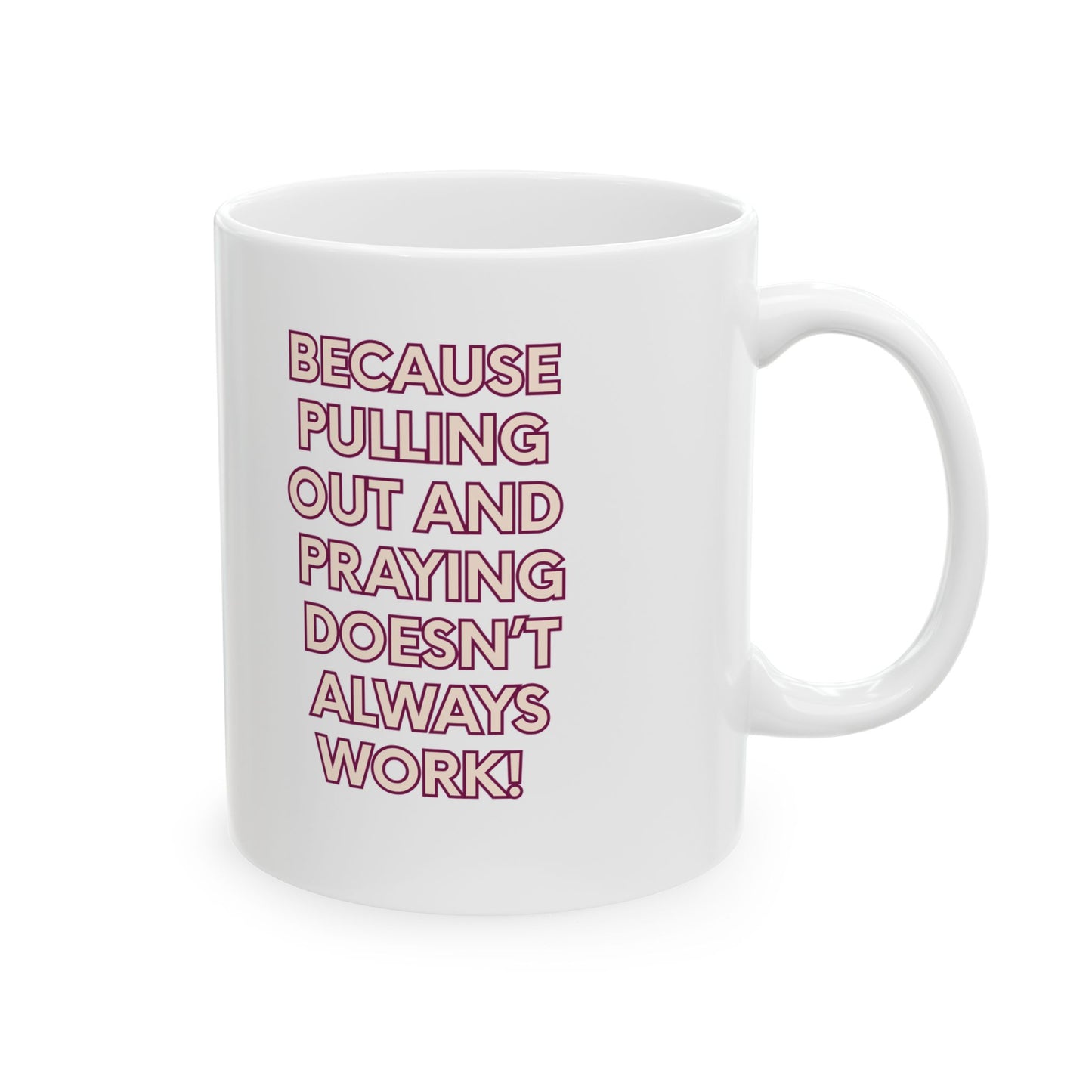 Funny Coffee Mug — "Coffee Because..." Bold Retro Script Ceramic Mug (11oz & 15oz)