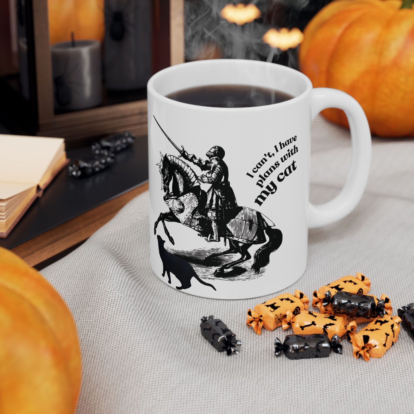 Cat Lover Mug — "I Can't, I Have Plans With My Cat" Ceramic Coffee Cup (11oz/15oz)