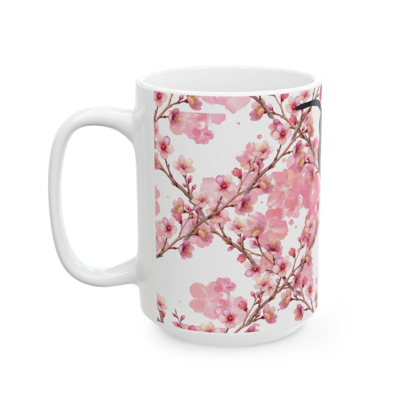 Cherry Blossom Cat Ceramic Mug — Floral Pink Sakura Coffee Cup (11oz & 15oz)