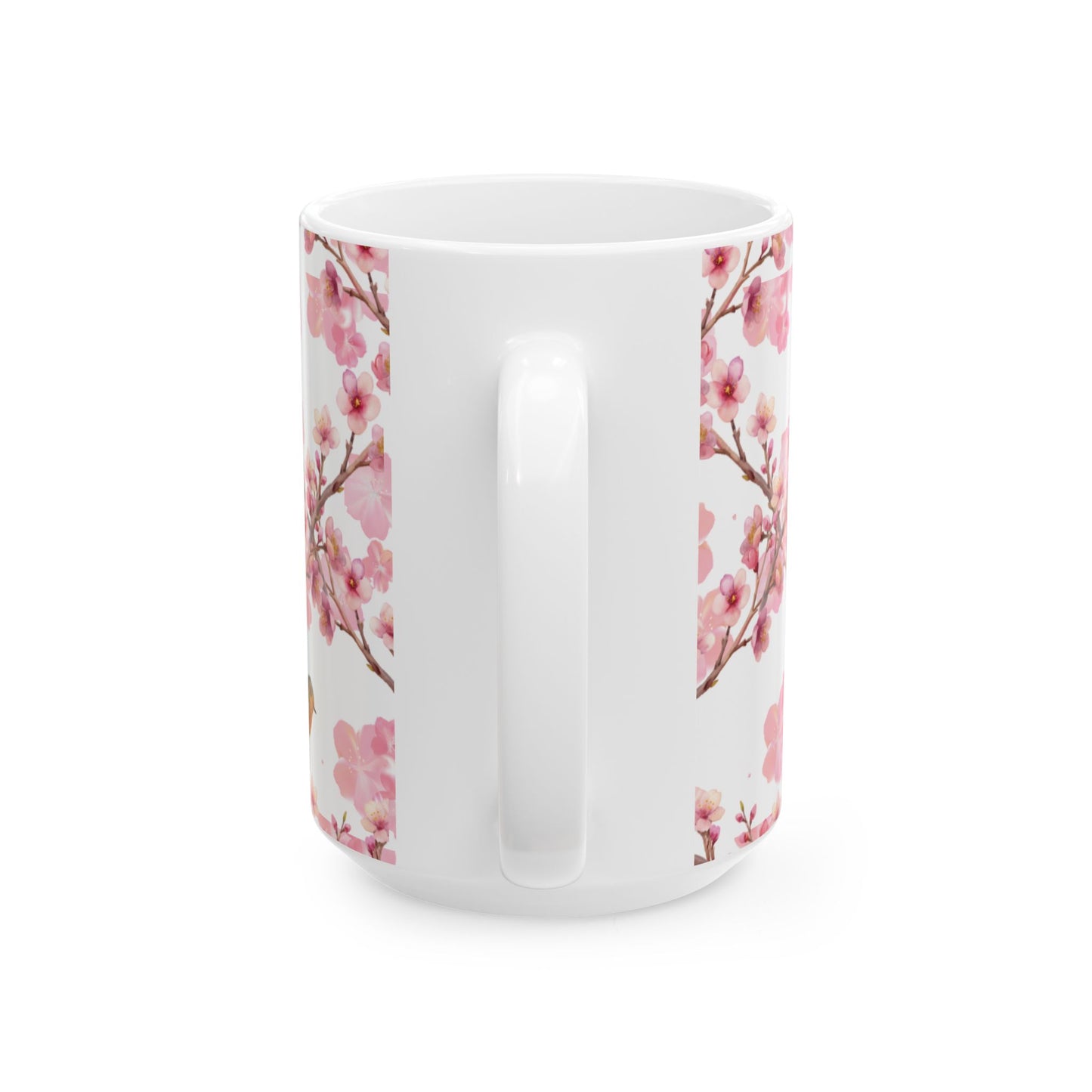 Cherry Blossom Cat Ceramic Mug — Floral Pink Sakura Coffee Cup (11oz & 15oz)